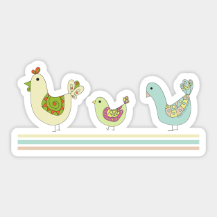 Row of Artistic and Cute Farmhouse Chickens Sticker